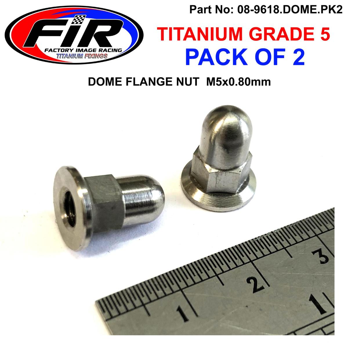 FIR Titanium Gr5 M5x0.80mm Nut, Dome Flange / Grade 5 / Pk2