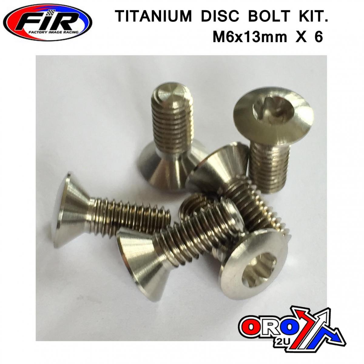 FIR Bolt Disc Torx M6 X 13mm Csk, Titanium Grade 5 /pack of 6