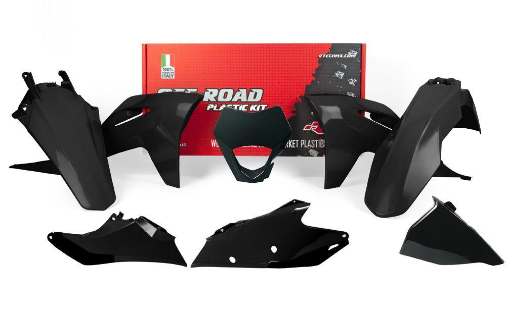 Rtech Plastics Plastic Kit/6 2021-23 EC-ecf Black, Rtech R-kitgas-nr0-521, Gasgas, with Headlight Cowl