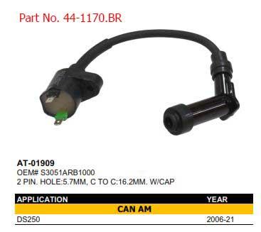 Bronco Coil Ht with Plug Cap. Can Am DS250, Bronco at-01909, S3051arb1000