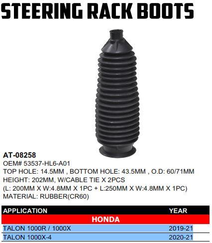 BRONCO BOOT STEERING RACK, AT-08258, 53537-HL6-A01, TALON 1000R / 1000X 2019-21 TALON 1000X-4 2020-21