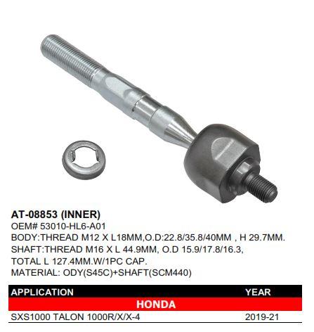 Bronco Tie Rod End, Inner, Bronco at-08853, 53010-hl6-a01, Sxs1000 Talon 1000r/x/x-4 2019-21