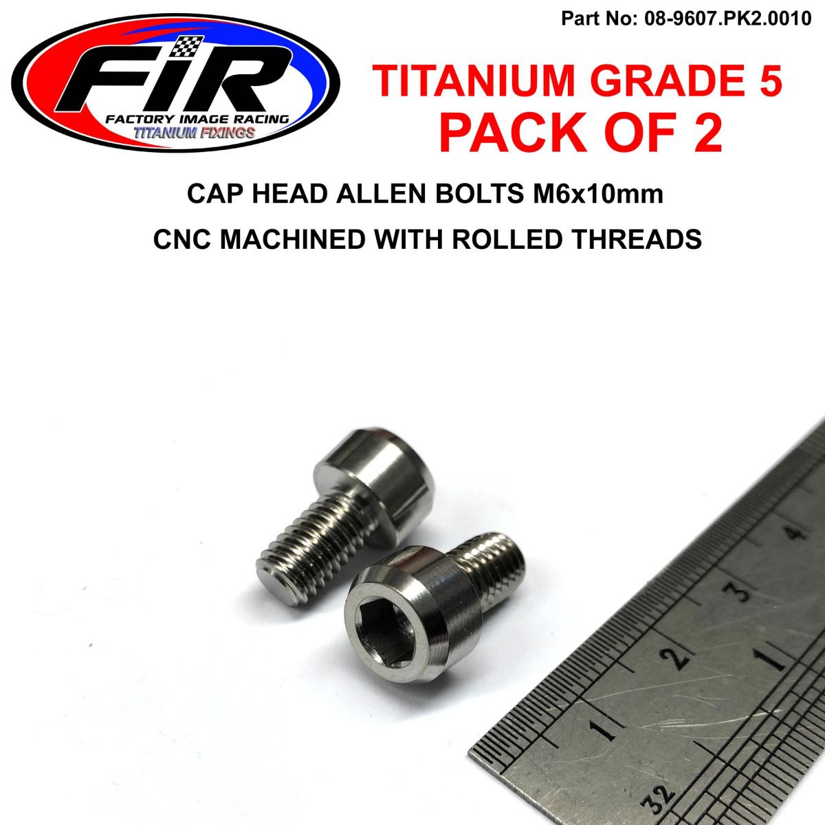 FIR Titanium Allen Bolt M6x10, Grade 5 Ti - Pack of 2