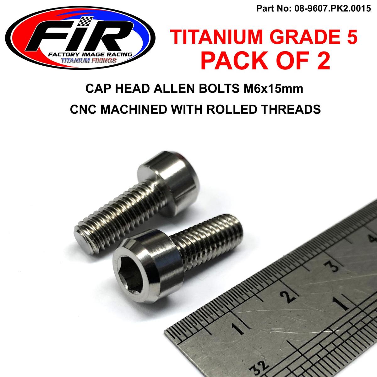 FIR Titanium Allen Bolt M6x15, Grade 5 Ti - Pack of 2