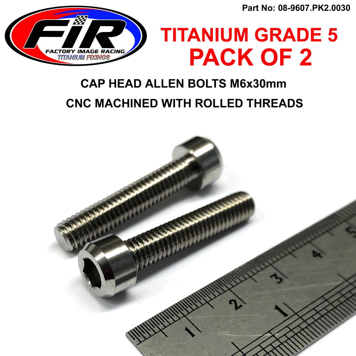 FIR Titanium Allen Bolt M6x30, Grade 5 Ti - Pack of 2