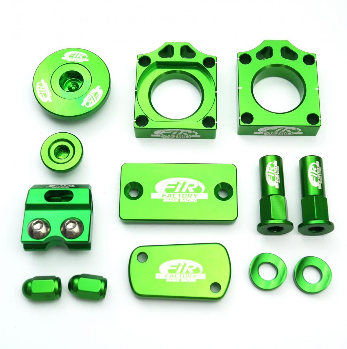FIR 11pc Bling Kit Kawasaki 250/450, Fir Cpk-201, Cnc Alloy, Axle Block, Caps, Tyre Nut