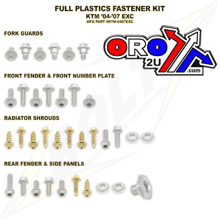 BOLT PLASTIC BOLT KIT KTM EXC 04-07, BOLT HARDWARE KTM-0407EXC