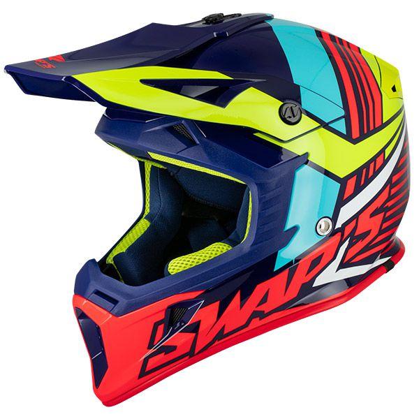 Swaps MX Helmet Lg 60 Blue/yellow 21, Swap's S818 Full Face Csw9g0104, !! Acu Gold Approved !!