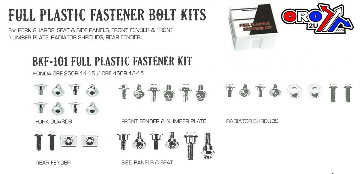 Accel Technology PLASTIC BOLT KIT HONDA STYLE, FULL PLASTIC FASTENER KIT