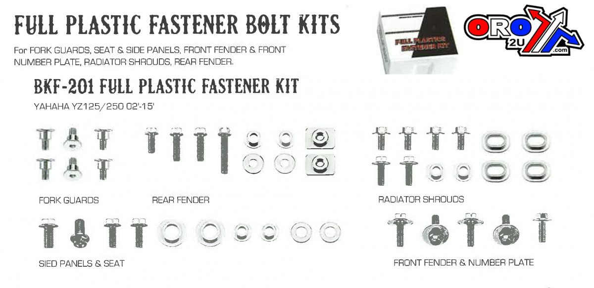 Accel Technology PLASTIC BOLT KIT YAMAHA STYLE, FULL PLASTIC FASTENER KIT