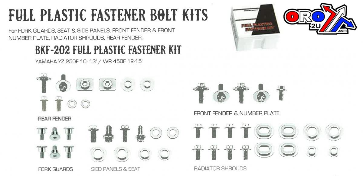 Accel Technology PLASTIC BOLT KIT YAMAHA STYLE, FULL PLASTIC FASTENER KIT