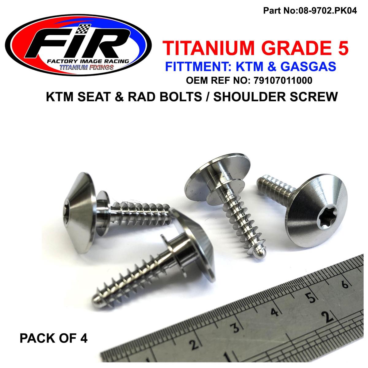 FIR KTM Seat & Rad Bolt Pack of 4, Titanium Gr5 / Shoulder Screw, KTM Oem Ref:79107011000