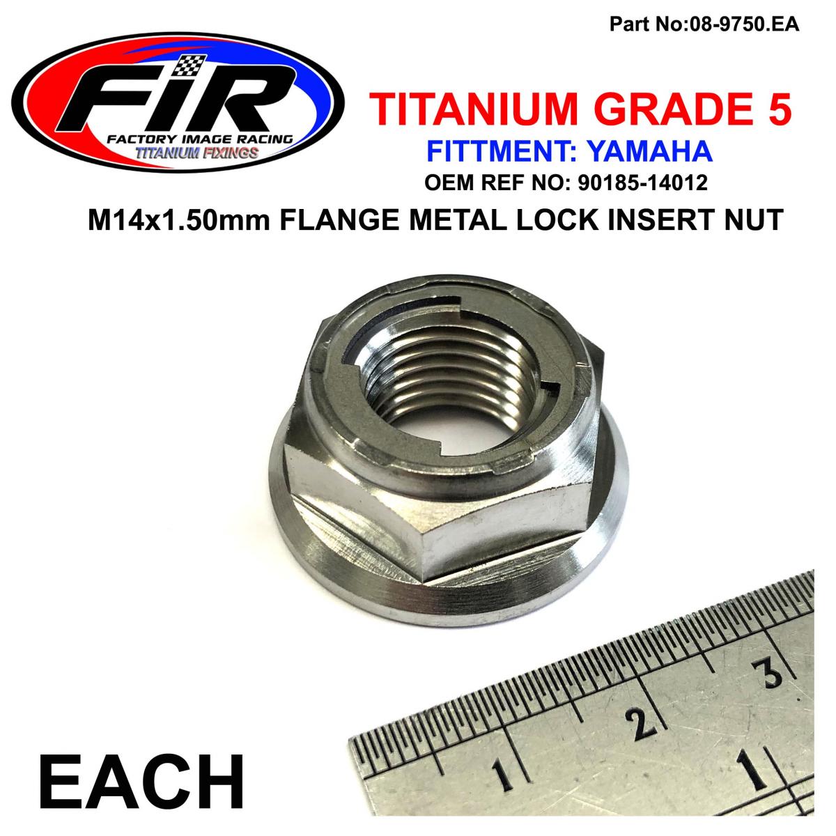 FIR Yamaha Rear Spindle Nut YZ85, Titanium Gr5 / M14x1.50mm / Each, / 90185-14012 / 09-2020