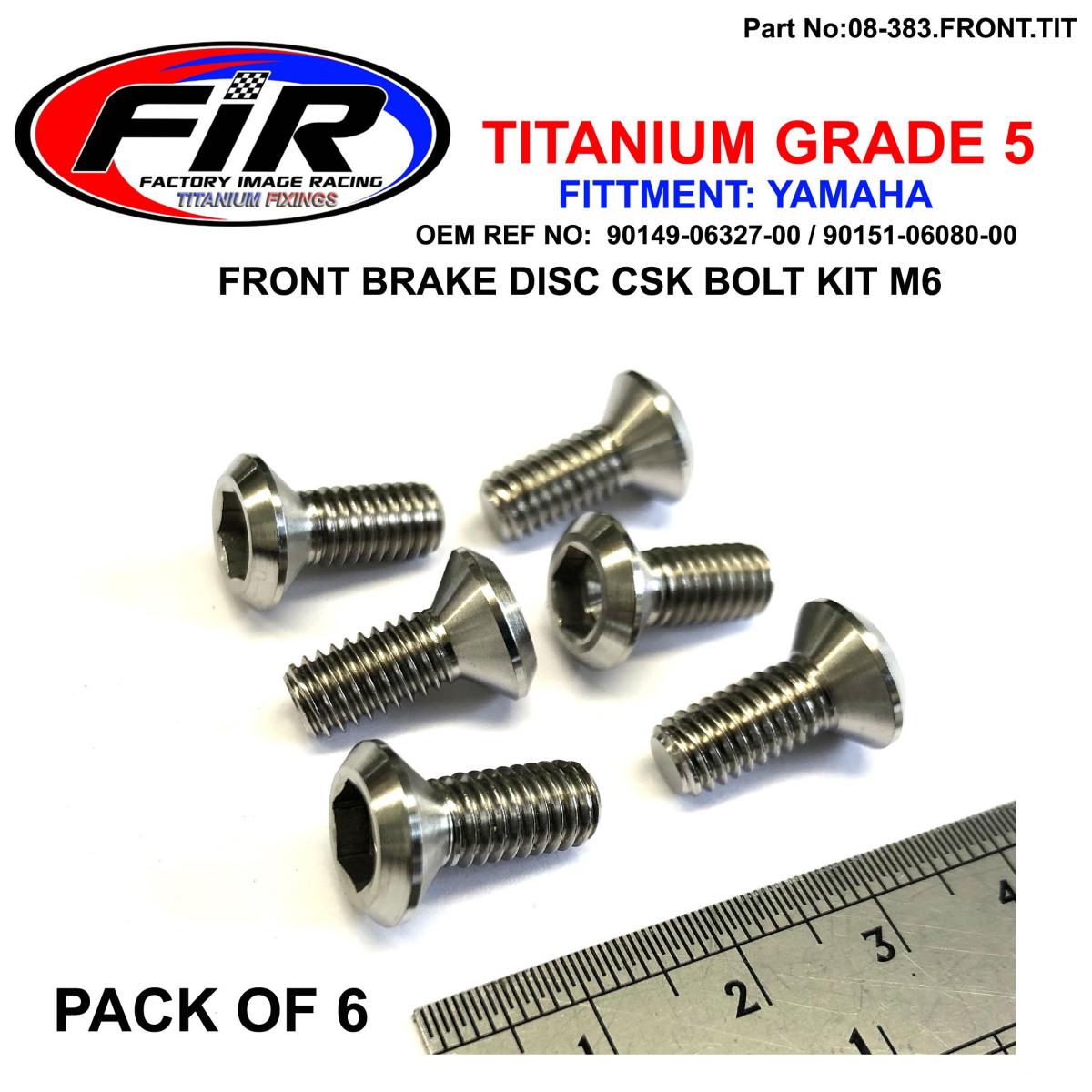 FIR Bolt Disc Yamaha Front Kit/6, Titanium / / Csk M6, 90149-06327-00 / 90151-06080-00
