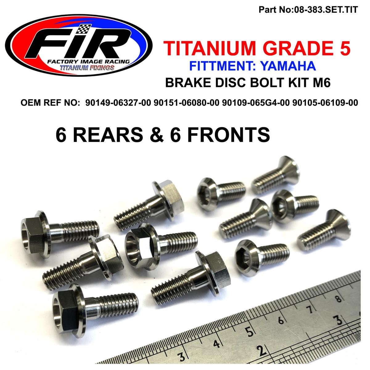 FIR Bolt Disc Yamaha Front & Rear, Titanium / / M6, 90149-06327-00 / 90151-06080-00, 90109-065g4-00 / 90105-06109-00