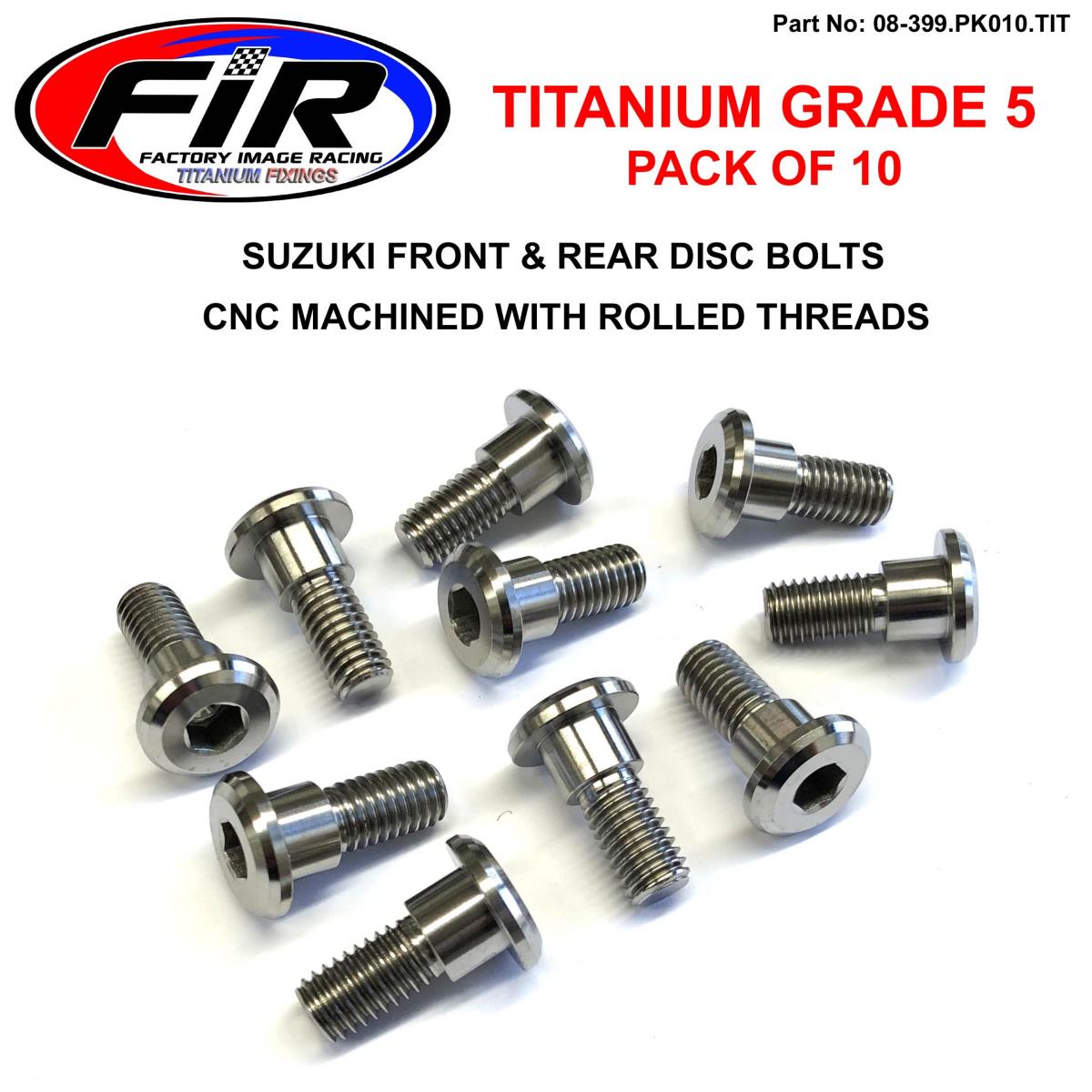 FIR Ti Gr5 Bolts Disc Suzuki Kit/10, Titanium Front or Rear Kit, / Fir Brand