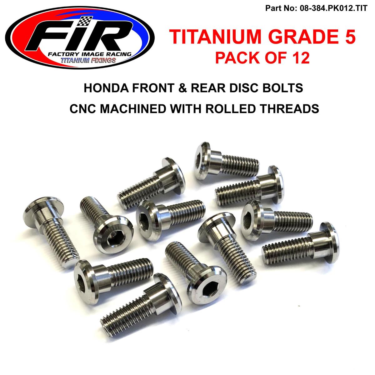 FIR Ti Gr5 Bolts Disc Honda Kit/12, Titanium Front or Rear Kit, / Fir Brand