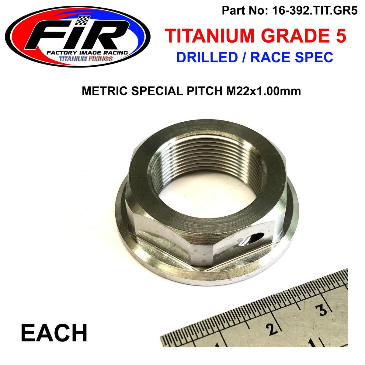 FIR Gr5 M22x1.00mm Stem Nut Each, Titanium / KX KLX Kdx CR RM, / Cnc