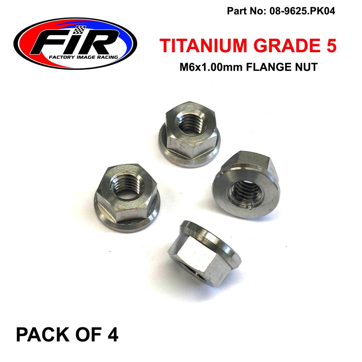 FIR Titanium M6x1.00mm Flange Nut, Titanium Grade 5 / Pack of 4