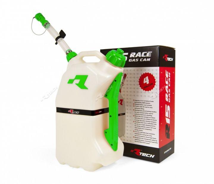 Rtech Plastics Rtech R15 Fuel Can 15ltr. White/gn, Rtech R-gascave0017 Jug, Jerry Can