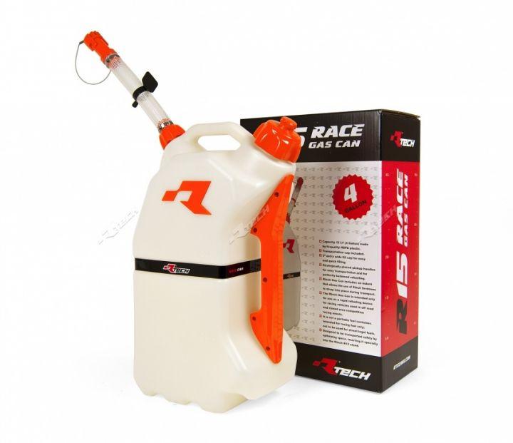 Rtech Plastics Rtech R15 Fuel Can 15ltr. White/or, Rtech R-gascaar0017 Jug, Jerry Can