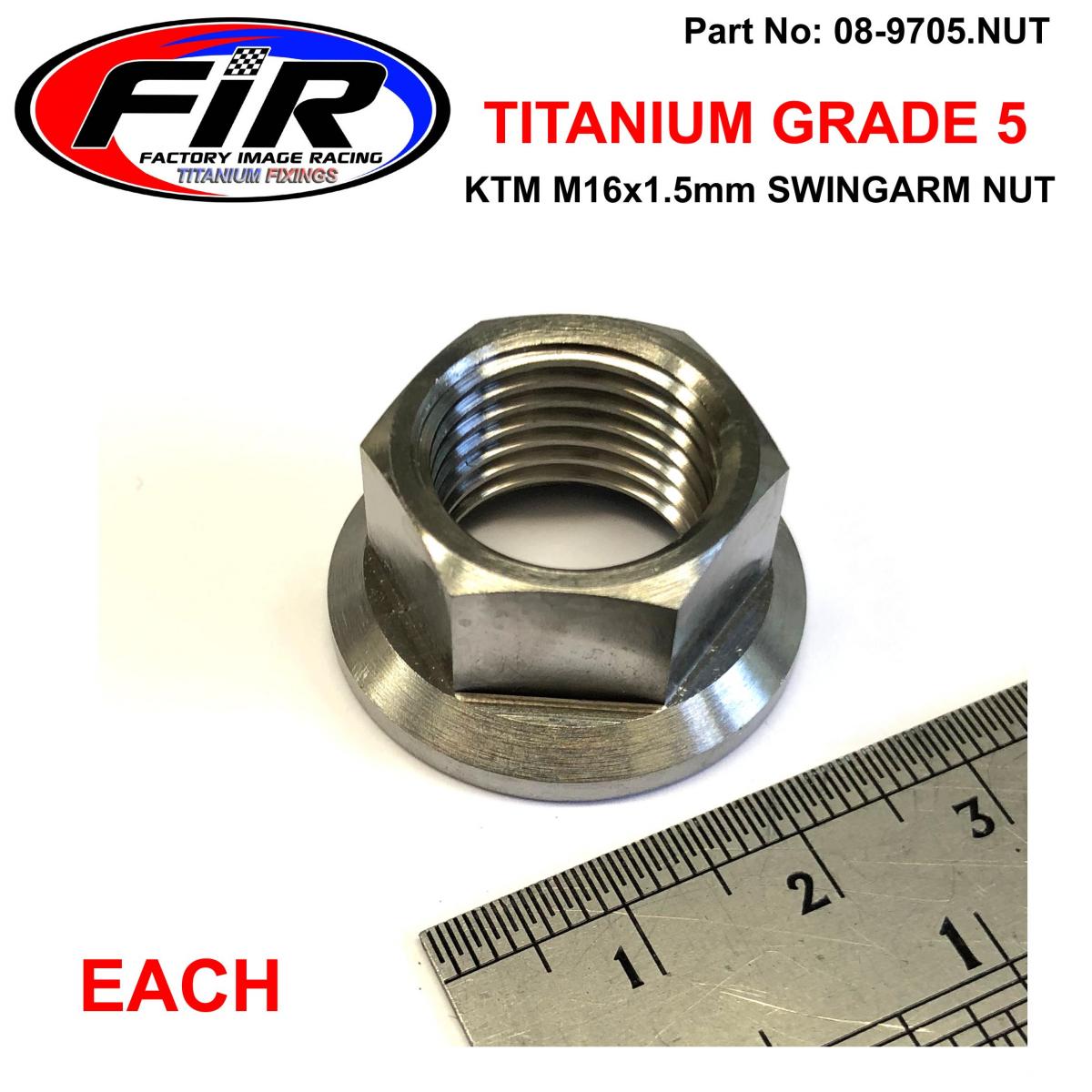 FIR KTM M16x1.5mm Swingarm Nut, Titauium Gr5 / Oem Ref 54804038000, / Each