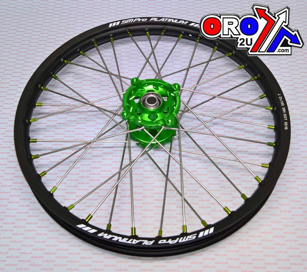 SM Pro 21x1.60 Wheel Kaw Black Rim/green Hub/green, Nipples, SP177.05.80.51.05