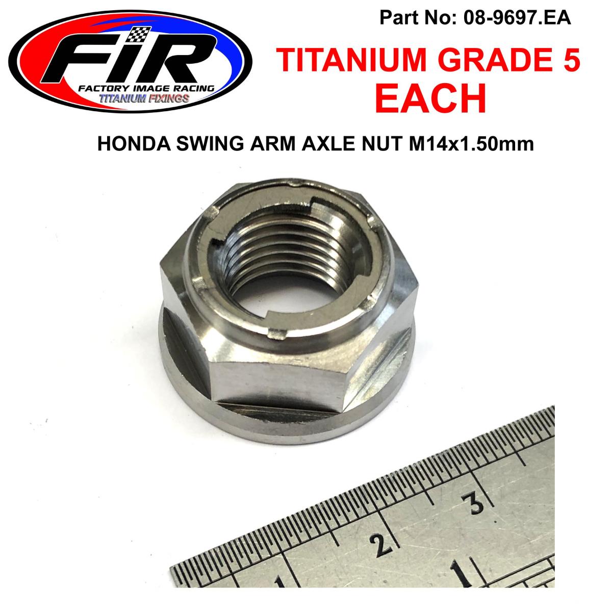 FIR Gr5 Honda Swing Arm Nut, Ti-gr5 Insert / M14x1.50mm / Each, / 90305-kz3-b01