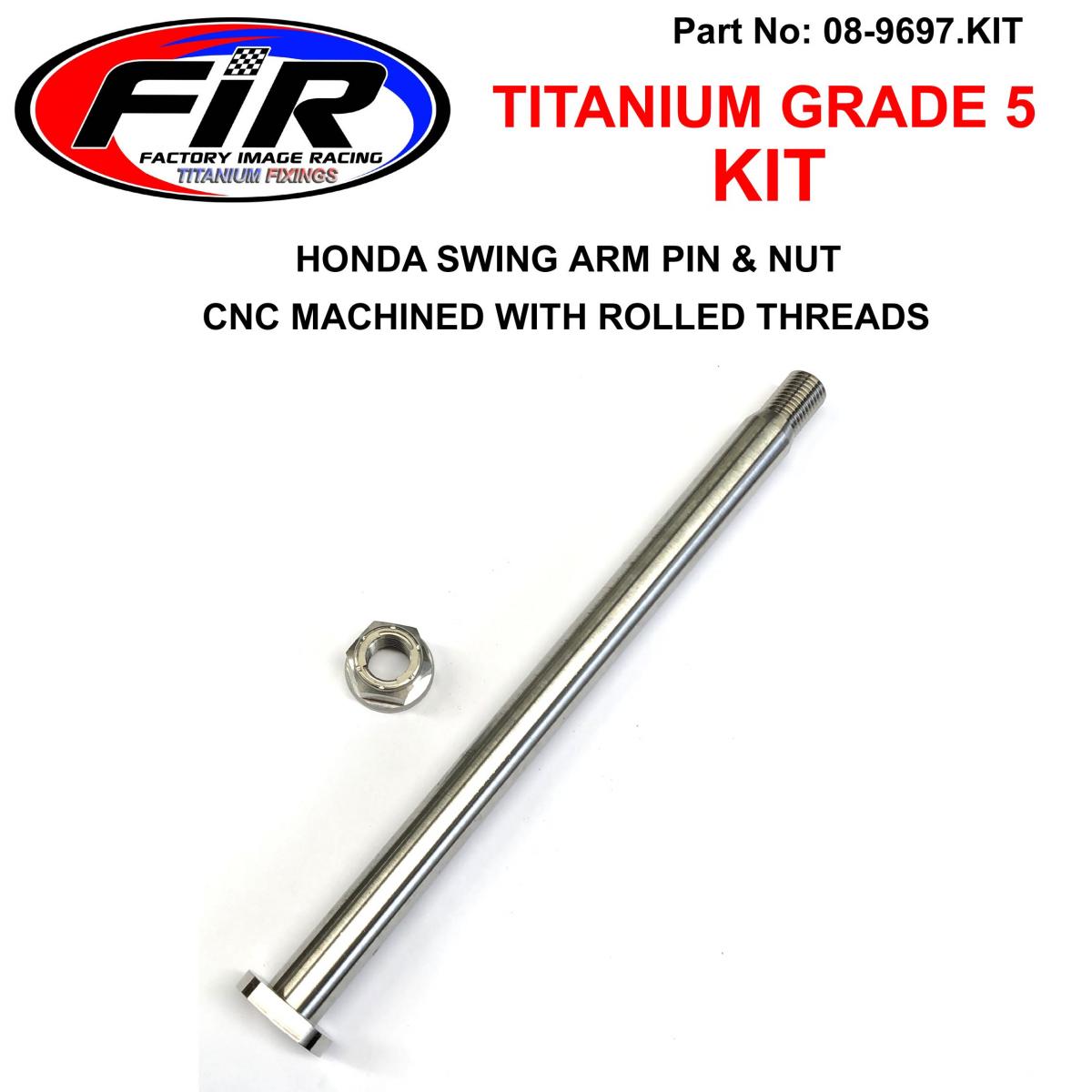 FIR Gr5 Honda Swing Arm Pin & Nut, Ti-gr5 Insert / M14x1.50mm / Each, 52101-kz4-j40 / 90305-kz3-b01