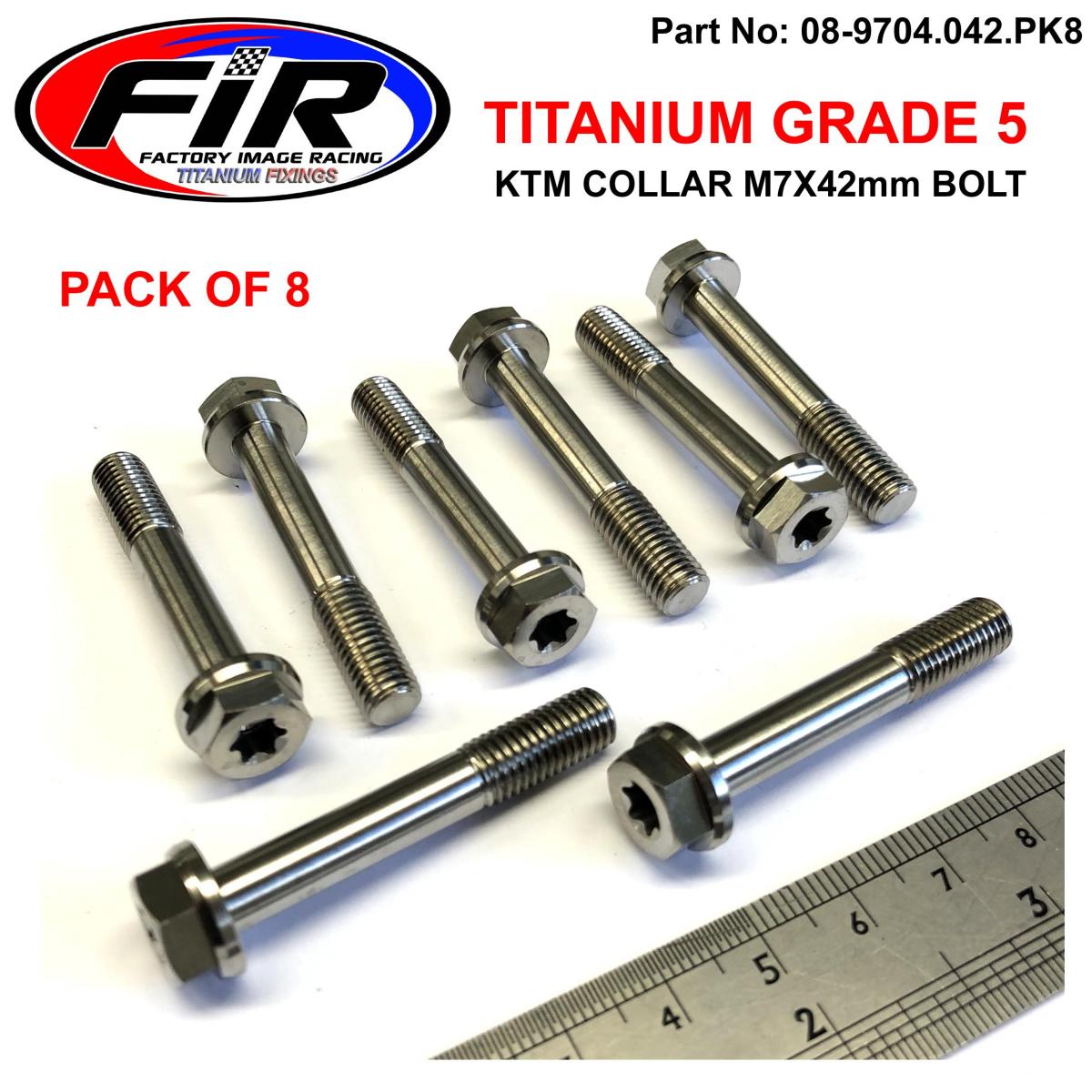 FIR Gr5 KTM Collar M7x42mm Bolt Pk8, Titanium / Oem Ref :77330067242, / Pack of 8