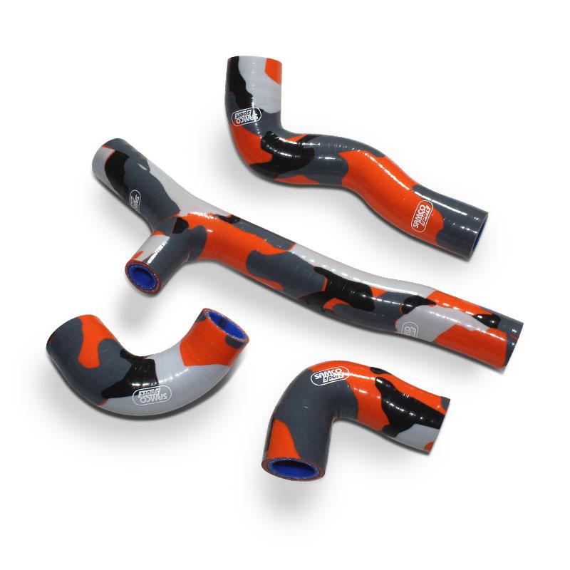 Samco Sport Coolant Hose 4 Piece Kit Orange Camo 20-23 KTM 150 TE EXC Oem Design Samco KTM-120 Sol