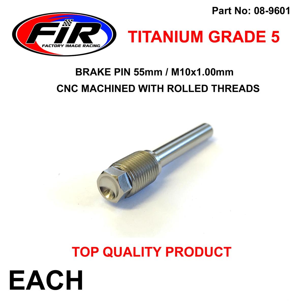 FIR Titanium Gr5 Brake Pin 55mm Each, Cnc Machined with Rolled Threads, /
