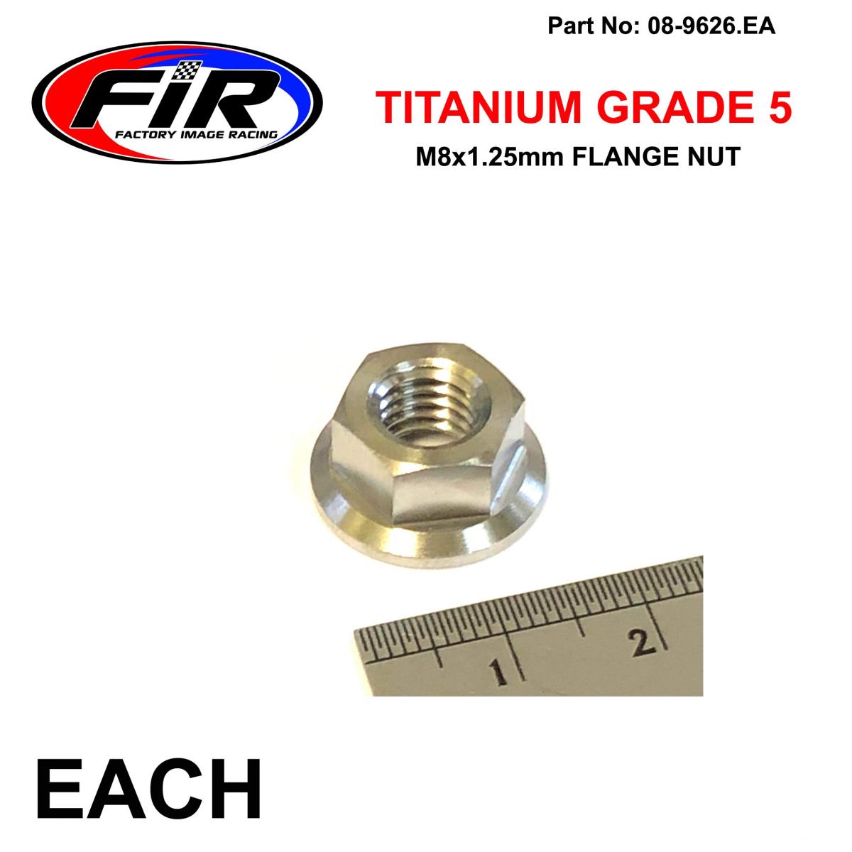 FIR Titanium M8x1.25mm Flange Nut, Titanium Grade 5 / Each