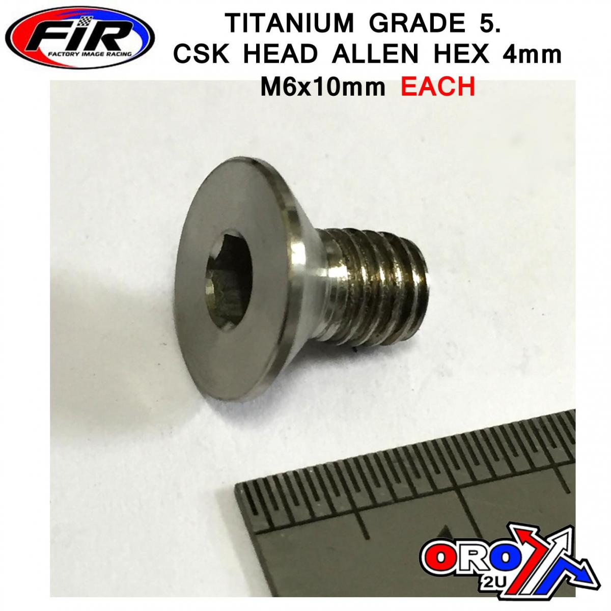 FIR Titanium Csk Allen M6x10mm, Titanium Grade 5 / Each
