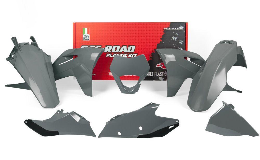 Rtech Plastics Plastic Kit/6 2021-23 EC-ecf Quantum Grey, Rtech R-kitgas-gr0-521, Gasgas, with Headlight Cowl