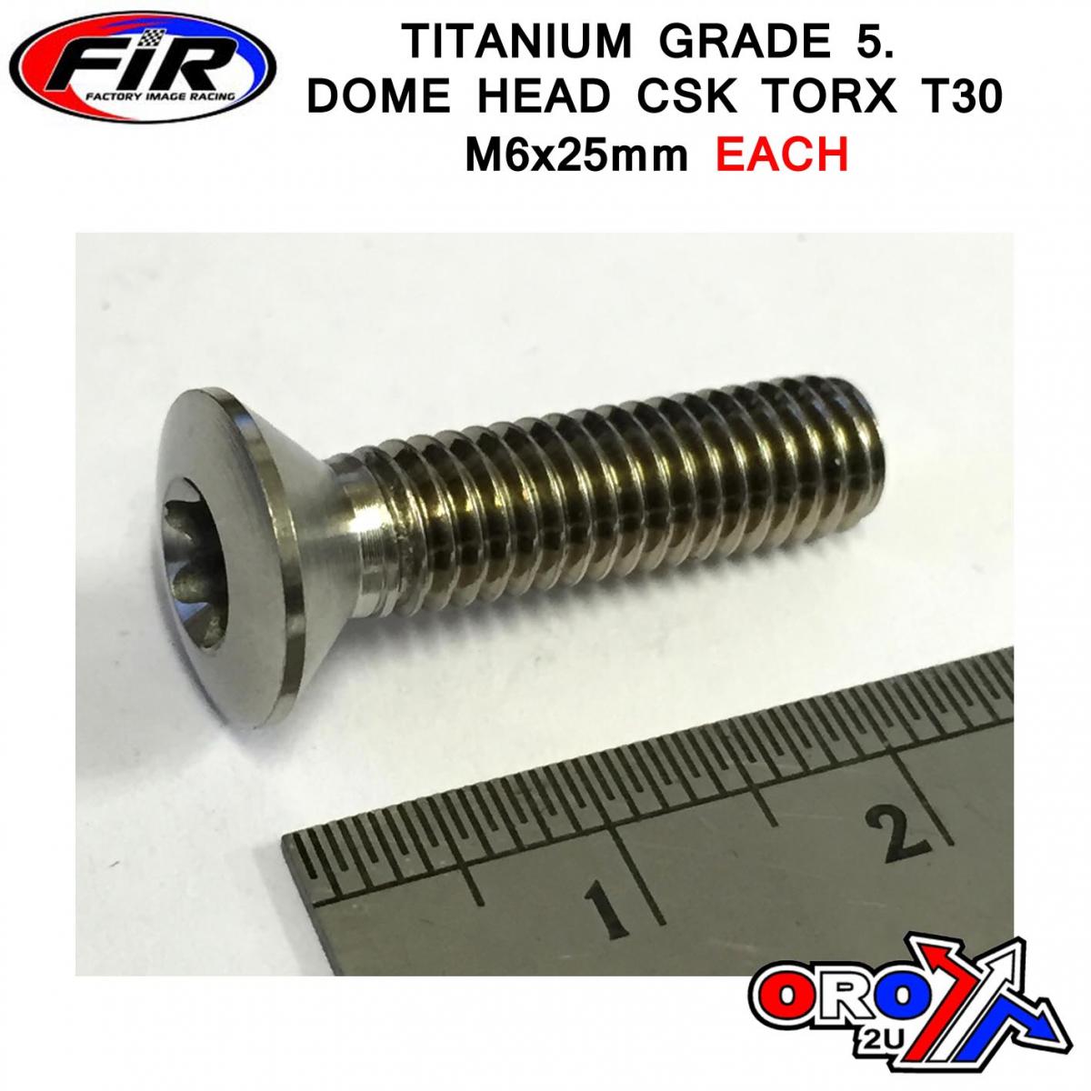 FIR Titanium Gr5 Csk.d Torx M6x25mm, Each