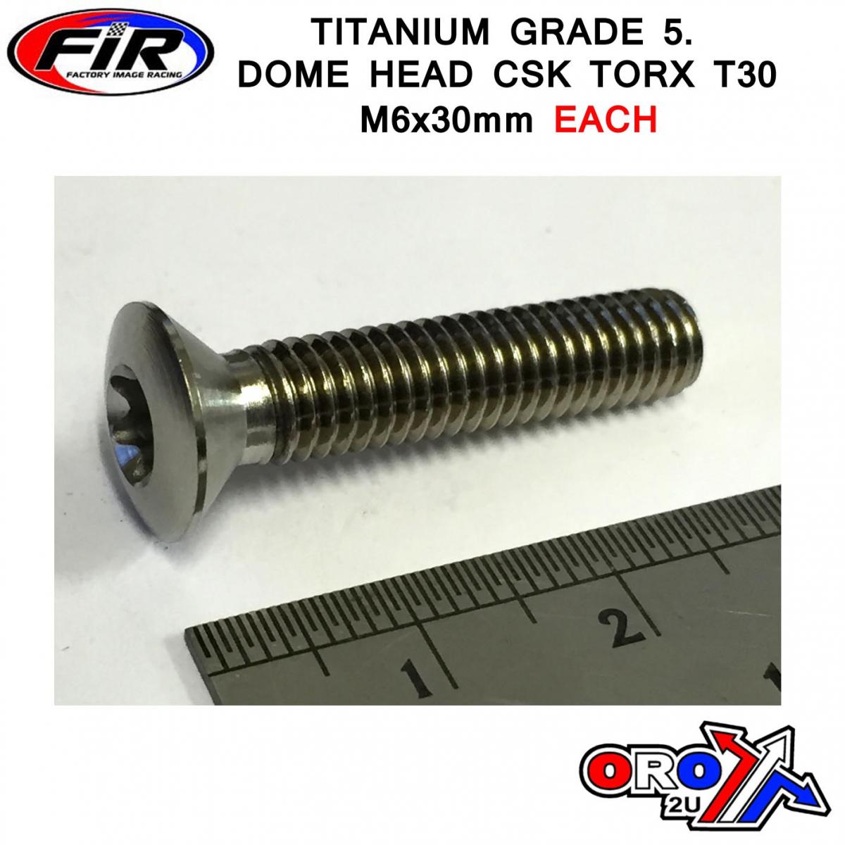 FIR Titanium Gr5 Csk.d Torx M6x30mm, Each