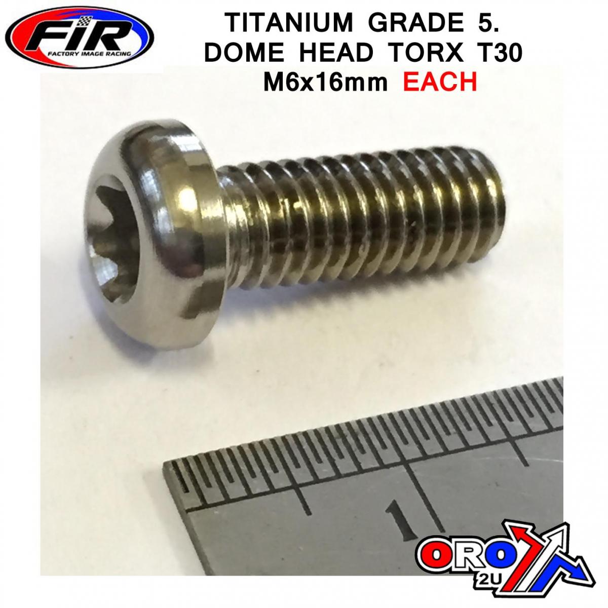 FIR Titanium Button Torx M6x16mm, Titanium Grade 5 / Each