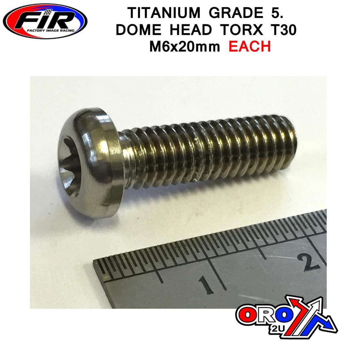 FIR Titanium Button Torx M6x20mm, Titanium Grade 5 / Each