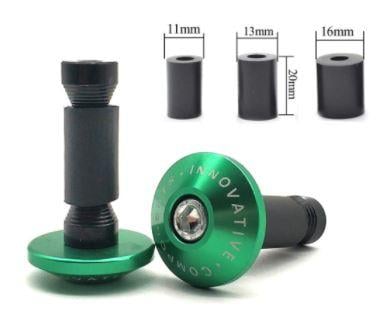 FIR Bar End Caps 12-18mm Green, Anti Vibration Silder Plug Yamaha Kawasaki Honda