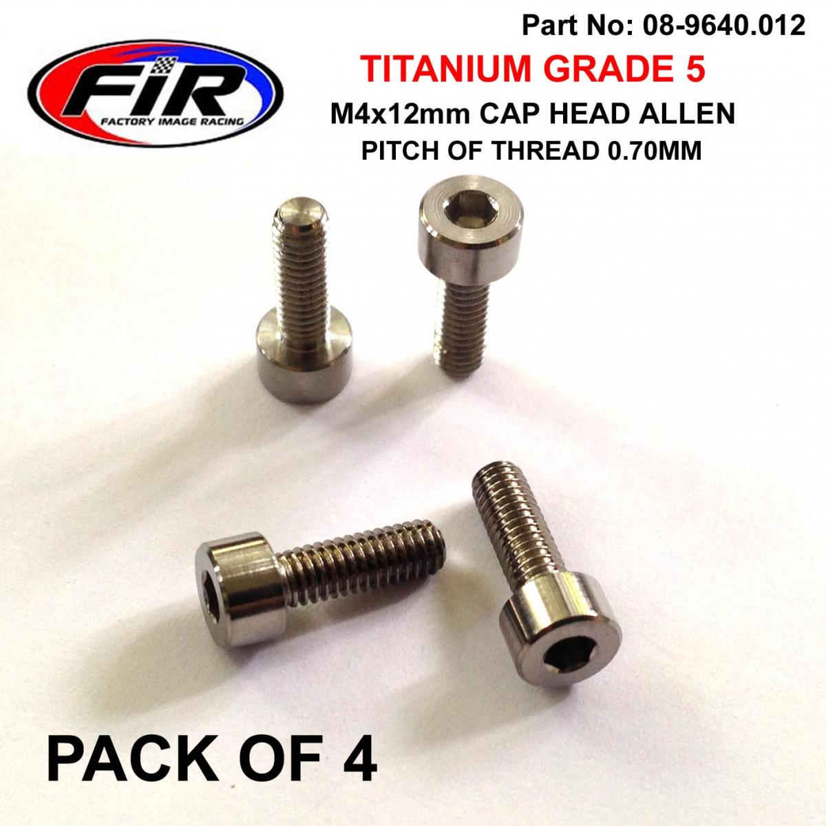 FIR Titanium Skt Allen M4x12mm, Carb Float Bowl Screws X 4, / Socket Cap Head