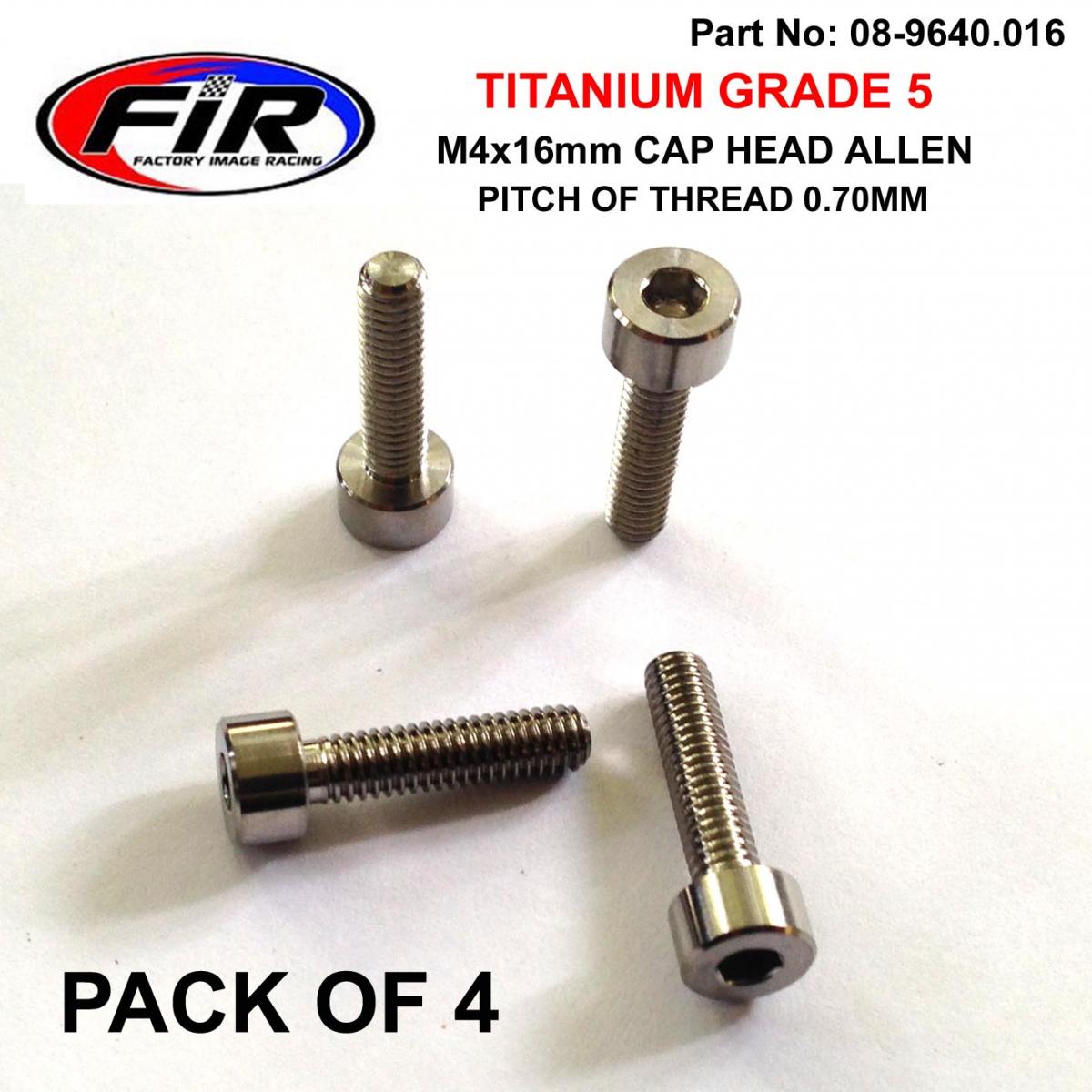 FIR Titanium Skt Allen M4x16mm, Carb Float Bowl Screws X 4, / Socket Cap Head