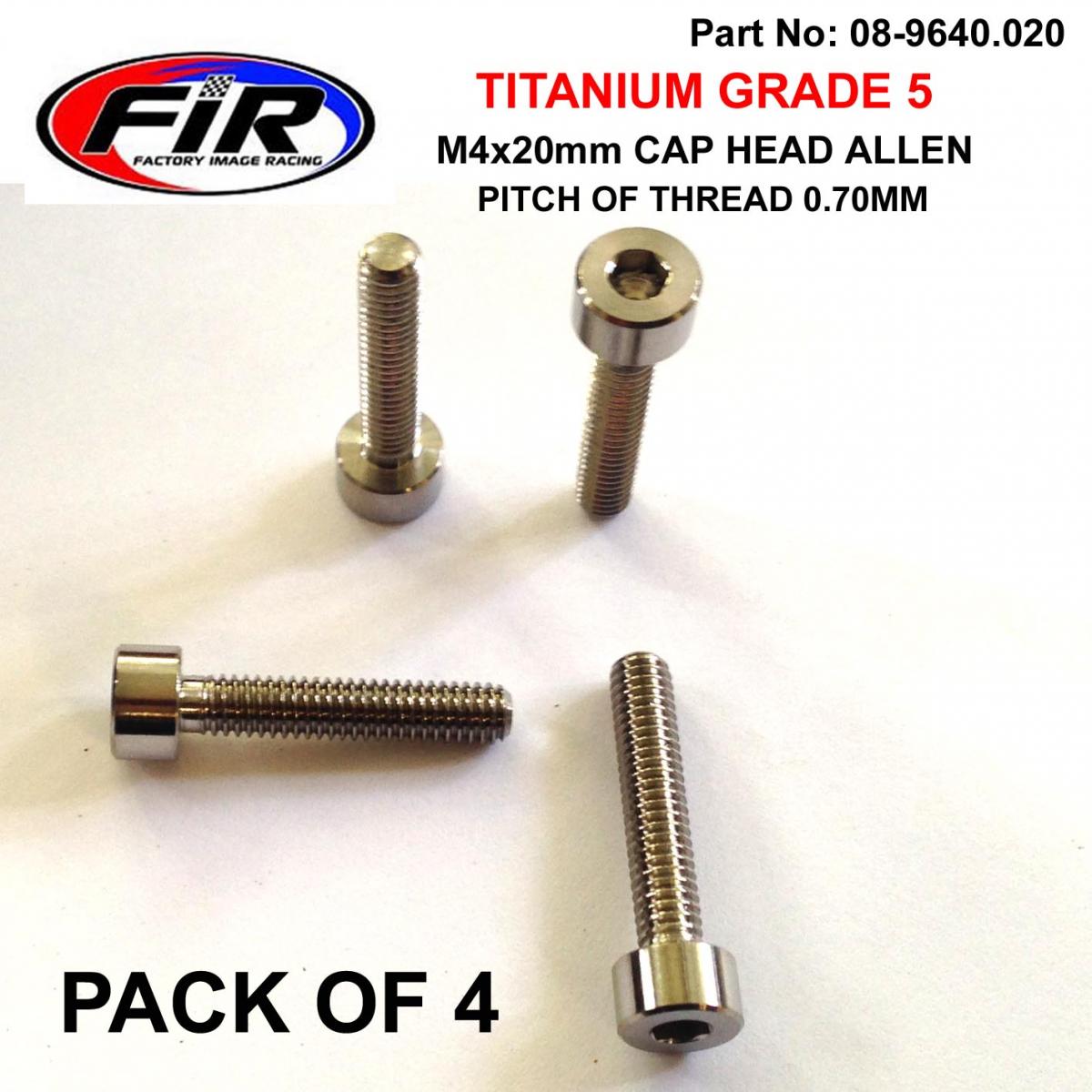 FIR Titanium Skt Allen M4x20mm, Carb Float Bowl Screws X 4, / Socket Cap Head