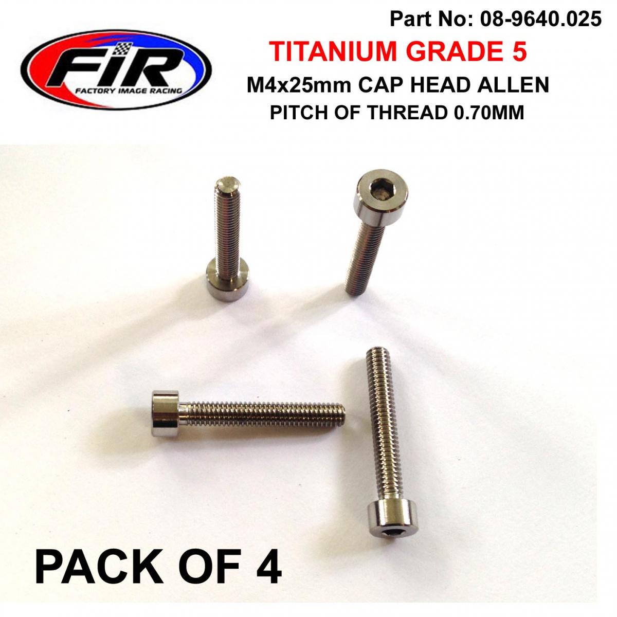 FIR Titanium Skt Allen M4x25mm, Carb Float Bowl Screws X 4, / Socket Cap Head