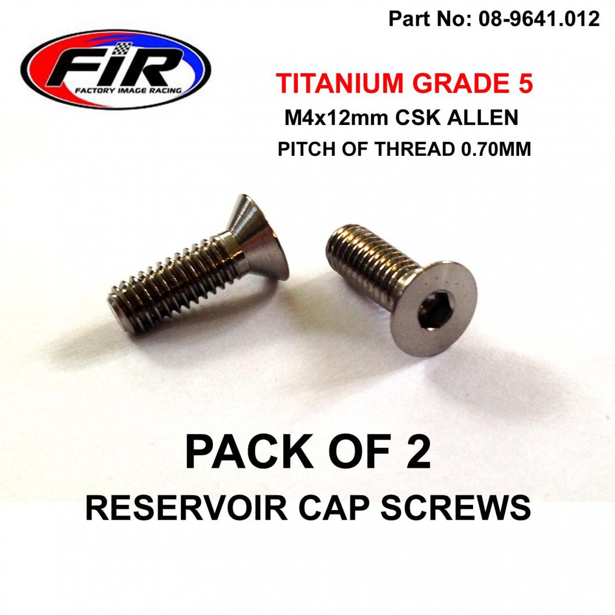 FIR Titanium Csk Allen M4x12mm, Reservoir Cap Screws X 2, / Countersunk