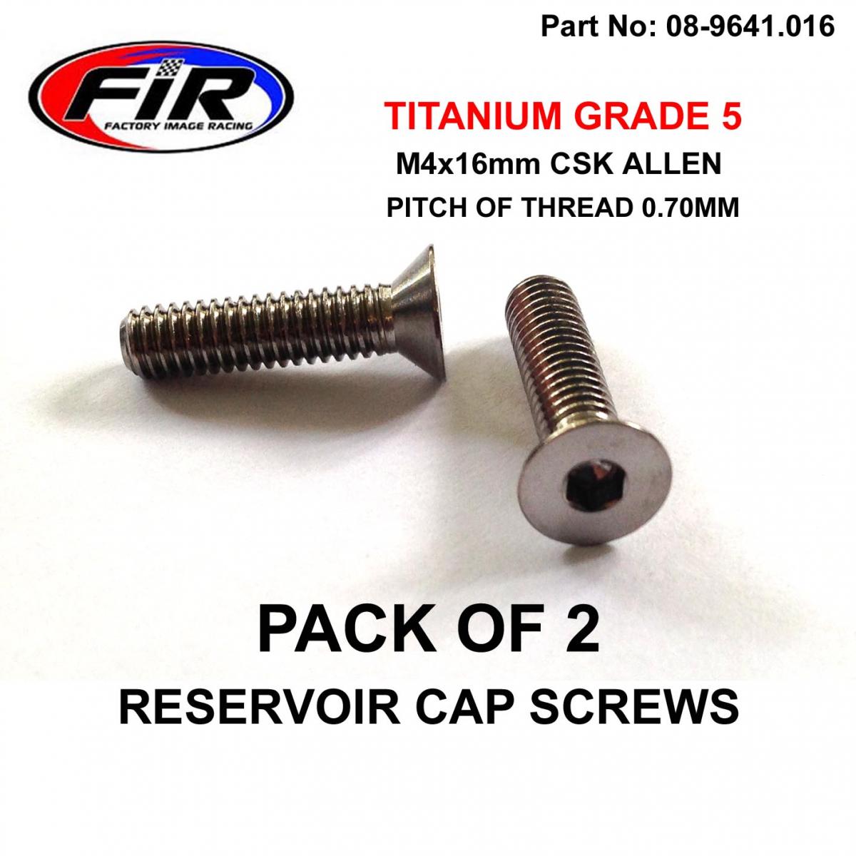 FIR Titanium Csk Allen M4x16mm, Reservoir Cap Screws X 2, / Countersunk