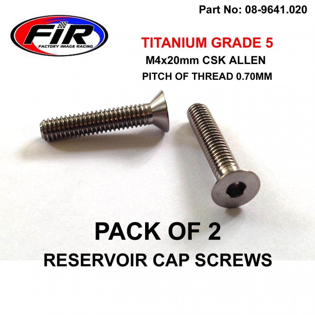 FIR Titanium Csk Allen M4x20mm, Reservoir Cap Screws X 2, / Countersunk