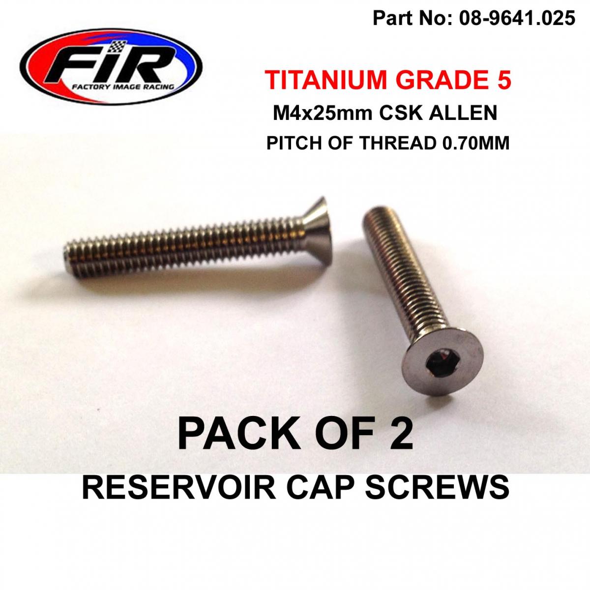 FIR Titanium Csk Allen M4x25mm, Reservoir Cap Screws X 2, / Countersunk