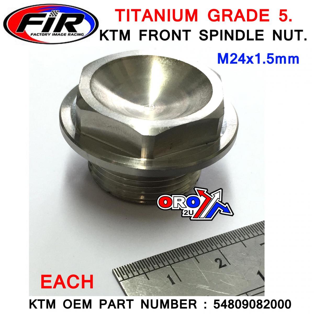 FIR KTM Old Front Spindle Nut M24x1.5, Titanium Grade 5 / Each, Oem 54809082000 /
