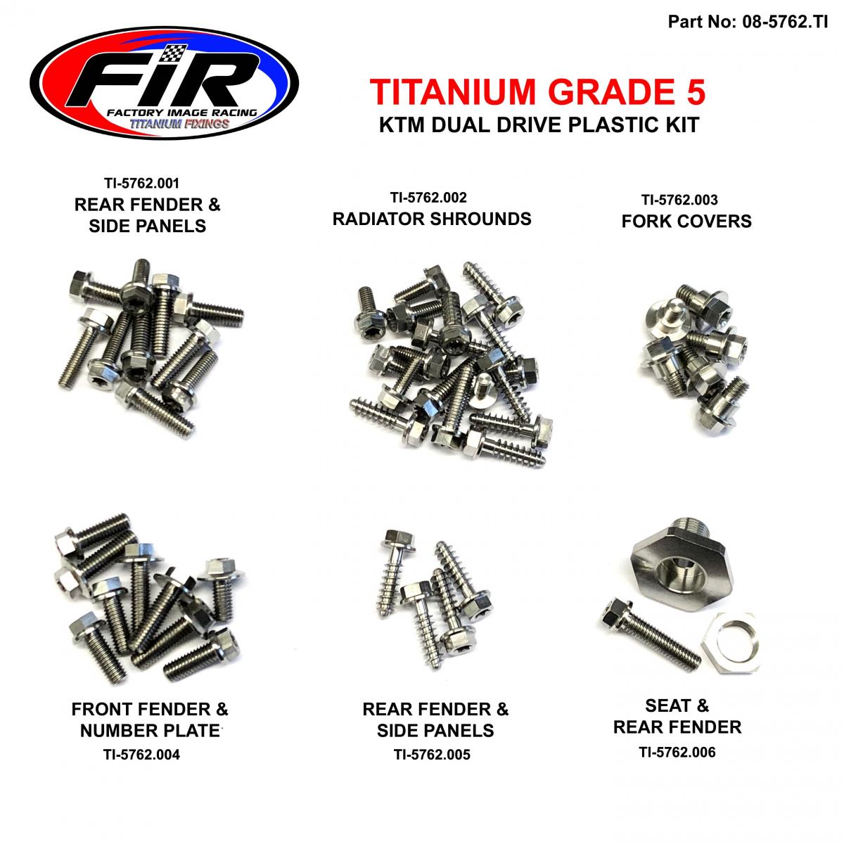 FIR Titanium Plastic Bolt Kit KTM, Hardware Fitment Ref: KTM-pfk1, KTM-0306sx0507xc KTM-0407exc KTM-0710sx0810xc KTM-0810exc KTM-112sxc12exc